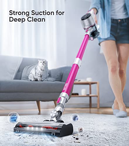 BuTure Cordless Vacuum Cleaner 400W 33Kpa Vaccumm-Cordless Carpet and Hard Floor Stick Vaccum with LED Touch Screen Detachable Battery 55 Min Runtime Household Lightweight for Home Pet Hair