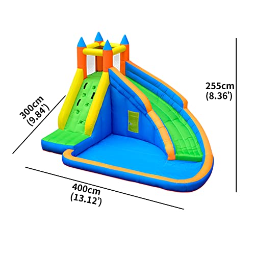 Doctor Dolphin Inflatable Water Slide ,Long Slides for Kids Backyard with Climbing Wall,Kids Bounce House with Slide,Inflatable Water Park with Plash Pool for Outdoor