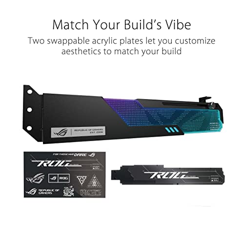 ASUS ROG Wingwall Graphics Card Holder - Easily Adjustable, Aura Sync RGB Lighting, Aluminum Structure, Customizable Acrylic Plate, Universal GPU Support