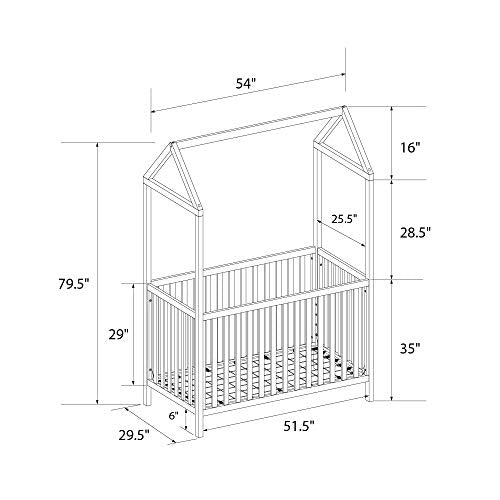Little Seeds Rowan Valley Skyler 3-in-1 Convertible Crib with Canopy, Dove Gray