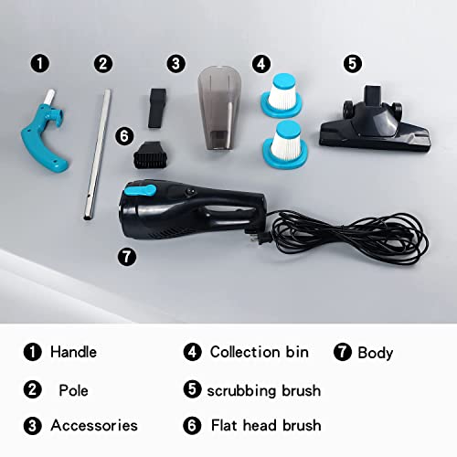 Intercleaner Corded Vacuum Cleaner, 12KPa Powerful Suction with 400W Motor, 4 in 1 Lightweight Bagless Stick Vac with Handheld for Pet Hair Hard Floor and Carpet