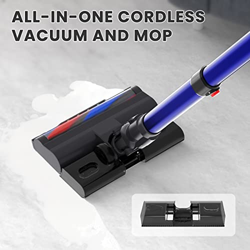 LACIDOLL Cordless Vacuum Cleaner 20kpa Lightweight Wet Dry Stick Vacuum Cleaner for Hard Floor Car Bagless Upright Vacuum Cleaner for Pet Hair with Detachable Battery Blue