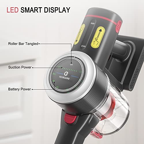 Cordless Vacuum Cleaner, 26Kpa Powerful Suction 40min Runtime Stick Vacuum Cleaner with LED Display, 9 Gears Adjustable Suction Lightweight Handheld Vacuum for Hard Floor S26