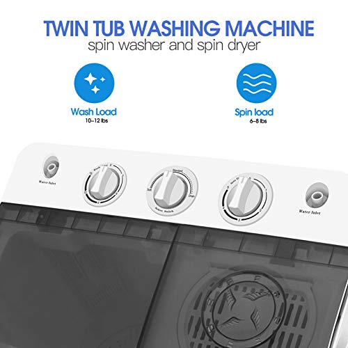 Portable Washing Machine Spin Dryer Compact Twin Durable Sturdy Heavy Duty Versatile 17 pound Capacity for Home Apartment Washer Combo Laundry Room Indoor Outdoor Clothes Household Hotel Dorm