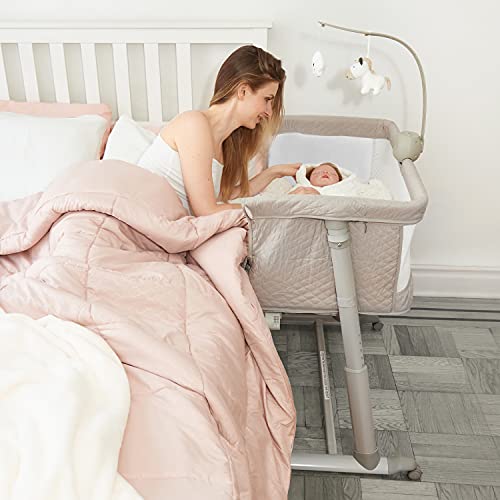 Cloud Baby Premium Baby Bassinet Plus Hanging Doll, Music and Built in Wheels, Best Baby Bed for Infant Newborn Girl Boy Unisex, Bedside Bassinet, Portable Crib and Sleeper for Safer Cosleeping