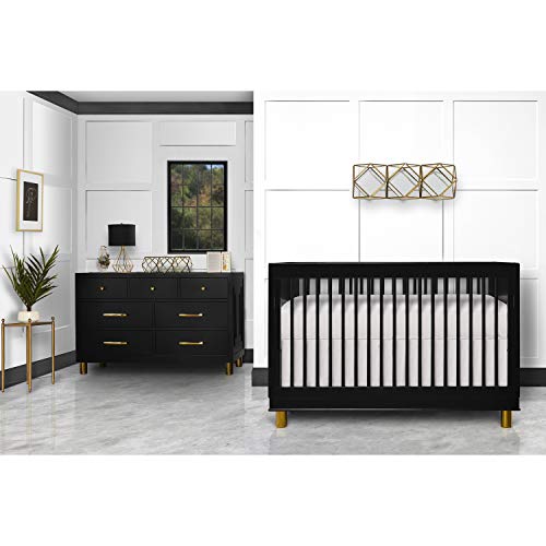 Evolur Loft Art Deco 3-in-1 Convertible Crib in Black, Greenguard Gold Certified, 54.75x30x45.5 Inch (Pack of 1)