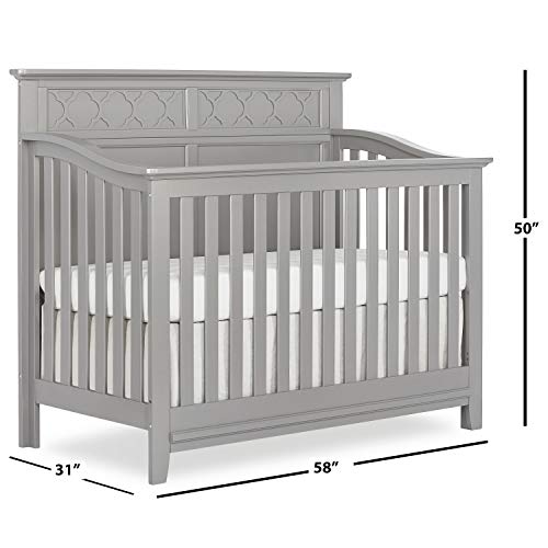 Sweetpea Baby Fairview 4-in-1 Convertible Crib in Silver Grey Pearl, Greenguard Gold Certified