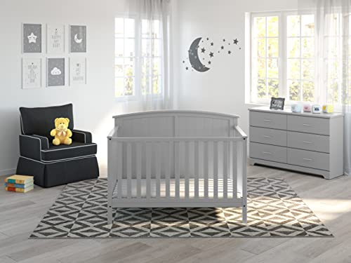 Storkcraft Steveston 5-in-1 Convertible Crib (Pebble Gray) – Converts from Baby Crib to Toddler Bed, Daybed and Full-Size Bed, Fits Standard Full-Size Crib Mattress, Adjustable Mattress Support Base