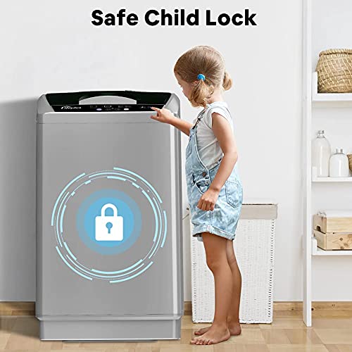 Full Automatic Washing Machine 1.8 Cuft, LifePlus Portable Washer 12lbs Capacity with Drain Pump, Faucet Adaptor, 8 Wash Programs Compact Laundry Washer and Spin Dryer for Apartments RV Dorms