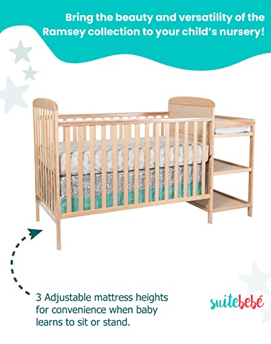 Suite Bebe Ramsey 3 in 1 Convertible Crib and Changer in a Natural Finish