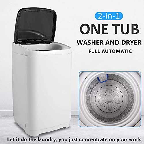 Tinfancy Portable Washer and Dryer Combo - 15.5 LBs 1.7 Cu.ft Compact Washing Machine and Dryer, 2-in-1 Automatic Small Laundry Appliances with Drain Pump for Apartment RV Dorm, 10 Programs 8 Water Level