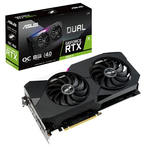 ASUS Dual NVIDIA GeForce RTX 3060 Ti V2 OC Edition Gaming Graphics Card (PCIe 4.0, 8GB GDDR6 Memory, LHR, HDMI 2.1, DisplayPort 1.4a, Axial-tech Fan Design, Dual BIOS, Protective Backplate)