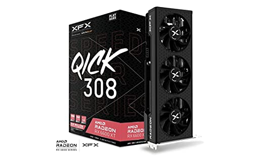 XFX Speedster QICK308 Radeon RX 6600 XT Black Gaming Graphics Card with 8GB GDDR6 HDMI 3xDP, AMD RDNA 2 RX-66XT8LBDQ