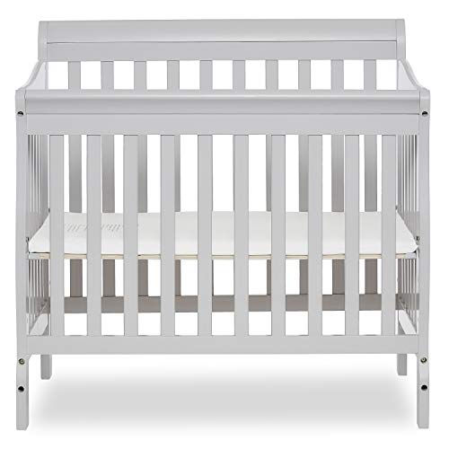 Dream On Me Aden 4-in-1 Convertible Mini Crib in Grey, Greenguard Gold Certified