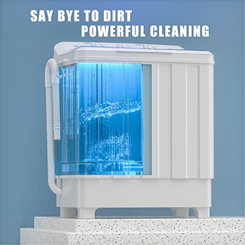 VCJ Portable Washing Machine 28bls Large Capacity Twin Tub Washing Machine Compact Washer & Spinner Combo Equipped with a Drain Dump for Apartments, Dorms and RVs