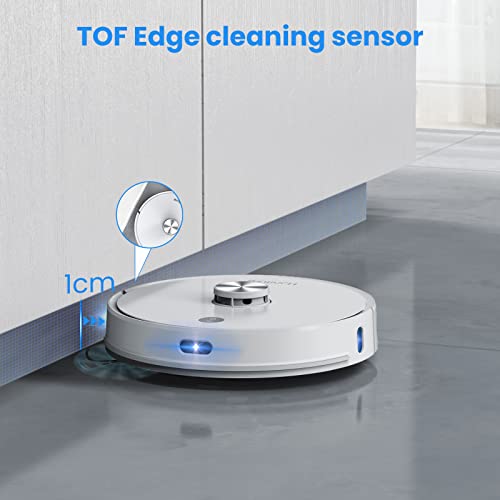 HONITURE Q6pro Robot Vacuum Cleaner, Self Emptying Robot Vacuum And Mop Combo, 3000Pa Suction, LIDAR Navigation, Multi-Floor Mapping, Virtual Boundary, Ideal For Pet Hair And Hard Floor Carpet (White)