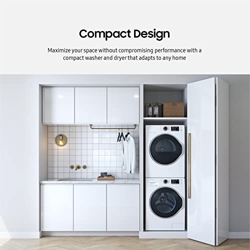 SAMSUNG 2.2 Cu Ft Compact Front Load Washer, Stackable for Small Spaces, 40 Minute Super Speed Washing Machine, Steam Wash Clothes, Self Cleaning, Energy Star Certified, WW22K6800AW/A2, White