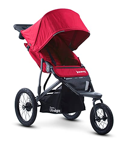 Joovy Zoom 360 Ultralight Jogging Stroller, Large Canopy, Lightweight Jogger, Extra Large Air Filled Tires, Red