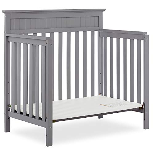 Dream On Me Harbor 4-in-1 Convertible Mini Crib in Storm Grey, Greenguard Gold Certified