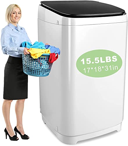 Nictemaw Portable Washer With Drain Pump, 15.5Lbs Capacity Full-Automatic Compact Washing Machine 1.7 Cu.ft Clothes Washing Machine, 10 Programs Selections with LED Display/Faucet Adapter for Home, Apartments, Rvs