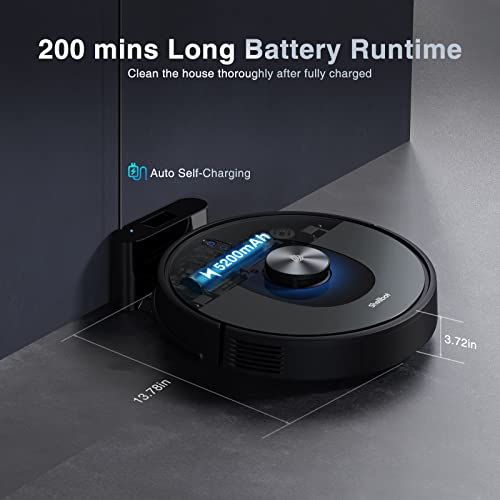 LiDAR Robot Vacuum and Mop Combo, Shellbot SL60 Robotic Vacuum Cleaner 5200mAh, 4000Pa Strong Suction, 3D Structured Light Obstacle Avoidance, 200 Mins+ Runtime, Works with Alexa, Google Assistant