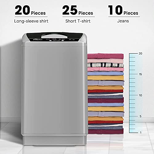 Full Automatic Washing Machine 1.8 Cuft, LifePlus Portable Washer 12lbs Capacity with Drain Pump, Faucet Adaptor, 8 Wash Programs Compact Laundry Washer and Spin Dryer for Apartments RV Dorms