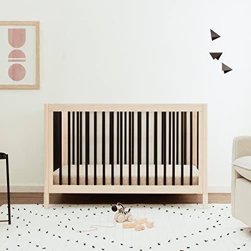 Babyletto Gelato 4-in-1 Convertible Crib with Toddler Bed Conversion in Washed Natural and Black, Greenguard Gold Certified