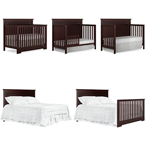 Dream On Me Morgan 5-in-1 Convertible Crib in Cherry, Greenguard Gold Certified, 55x30x44.5 Inch (Pack of 1)