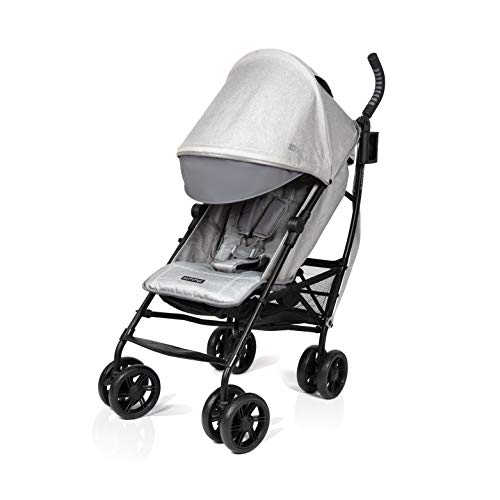 Summer Infant 3Dlite+ Convenience Stroller, Granite Herringbone  – Lightweight Umbrella Stroller with Oversized Canopy, Extra-Large Storage and Compact Fold