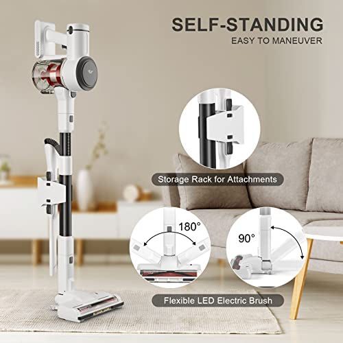 Cordless Vacuum Cleaner, 280W 25Kpa Powerful Suction Stick Vacuum Cleaner with 2200mAh Battery Up to 35min Runtime, 4 in 1 Lightweight Handheld Vacuum for Car Pet Hair Carpet Hard Floor, W20