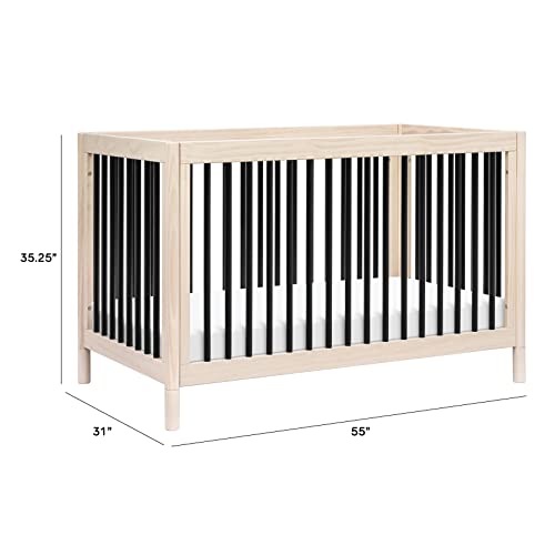 Babyletto Gelato 4-in-1 Convertible Crib with Toddler Bed Conversion in Washed Natural and Black, Greenguard Gold Certified