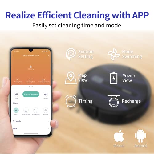 SYSPERL Robot Vacuum Cleaner 2600Pa, Self-Charging Robotic Vacuums Compatible with Alexa, APP, WiFi, Remote Control, Quiet Auto Cleaning Robot Ideal for Pet Hair, Hardwood Floor