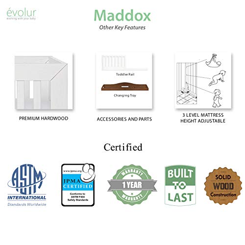 Evolur Maddox Modern Crib, Weathered White