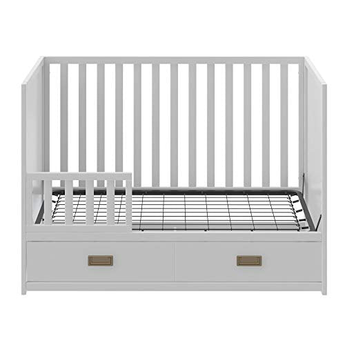 Little Seeds Haven 3-in-1 Convertible Storage Crib, Nursery, Dove Gray