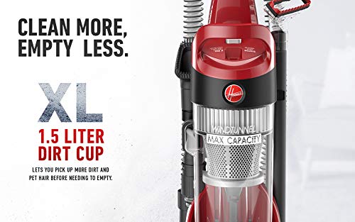Hoover Windtunnel Max Capacity Upright Vacuum Cleaner with HEPA Media Filtration, UH71100, Red