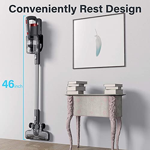 VEAVON P8PLUS Cordless Vacuum Cleaner, Lightweight Bagless Vacuum, 40 Minutes Long Running Time, 4 in 1 Stick Vacuum, 24W Powerful Suction for Hard Floors, 3 Crevice Tool for Home Pet Hair, Gray