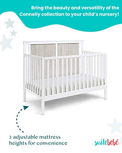 Suite Bebe Connelly 4 in 1 Convertible Crib in White with Rockport Gray Wood