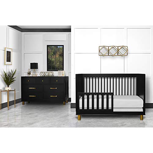 Evolur Loft Art Deco 3-in-1 Convertible Crib in Black, Greenguard Gold Certified, 54.75x30x45.5 Inch (Pack of 1)