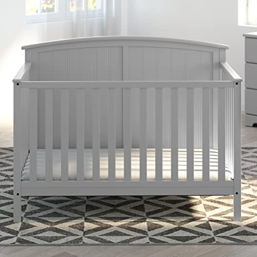 Storkcraft Steveston 5-in-1 Convertible Crib (Pebble Gray) – Converts from Baby Crib to Toddler Bed, Daybed and Full-Size Bed, Fits Standard Full-Size Crib Mattress, Adjustable Mattress Support Base