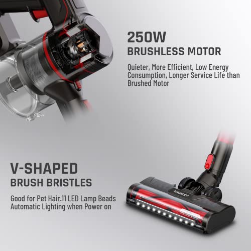 ENGiNDOT Cordless Vacuum Cleaner, 23Kpa 250W Brushless Stick Vacuum with Advanced Cyclonic Technology, 4 in 1 Lightweight Handheld Vacuum for Hard Floor Carpets & Pet Hair