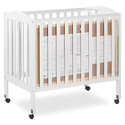 Dream On Me 3 in 1 Portable Folding Stationary Side Crib in White, Greenguard Gold Certified, Mini Crib