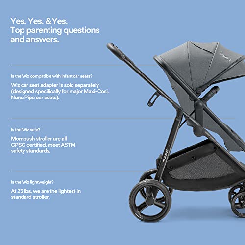 Mompush Wiz 2-in-1 Baby Stroller with Bassinet Mode - Foldable Infant Stroller to Explore More as a Family - Toddler Stroller with Reversible Stroller Seat - Travel System Compatible