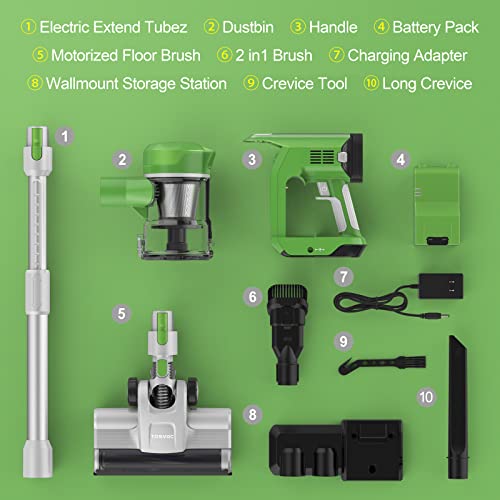 Cordless Vacuum Cleaner with LED Dsiplay, Up to 50min Runtime, 265W 25Kpa Suction Stick Vacuum, 2400mAh Rechargeable Battery Vacuum, 6 in 1 Lightweight Vacuum for Pet Hair Carpet Hard Floor