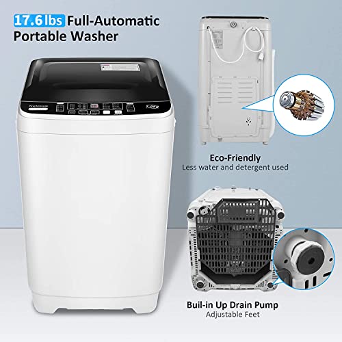 Washing Machine Nictemaw Portable Washer 1.73 Cu.ft/17.6Lbs Capacity Full-Automatic Compact Laundry Washer With Drain Pump, 10 programs Selections with LED Display Ideal for Home/Apartments/Dorms/RV