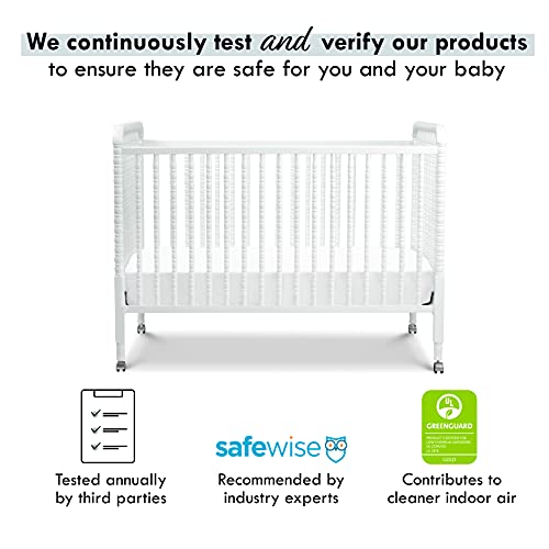 DaVinci Jenny Lind 3-in-1 Convertible Crib in White, Removable Wheels, Greenguard Gold