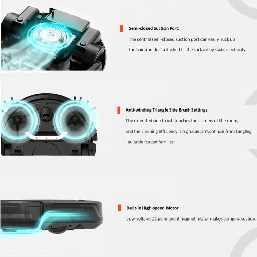 Robotic Vacuum Cleaner, Automatic Robot Vacuum, Long Hair Tangle-Free Super Thin Robot Cleaner 90min Working Suitable for Tiles,Wooden Floor, Low Pile Carpet Tangle-Free Perfect Pets Hair