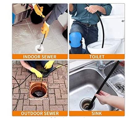 EOPDGIR 150 FT Sewer Jetter Kit for Pressure Washer,Sewer Jetter Nozzles Kit,Drain Cleaning Hose for Pressure Washer,Corner,Button Nose and Rotating Sewer Jetting Nozzle,1/4 Inch NPT,5800 PSI (150FT)