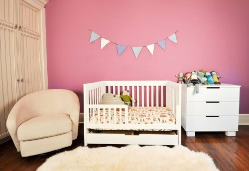 Babyletto Mercer 3-in-1 Convertible Crib with Toddler Bed Conversion Kit in White, Greenguard Gold Certified