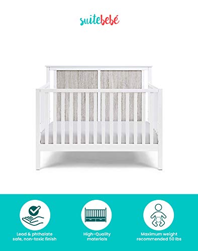 Suite Bebe Connelly 4 in 1 Convertible Crib in White with Rockport Gray Wood