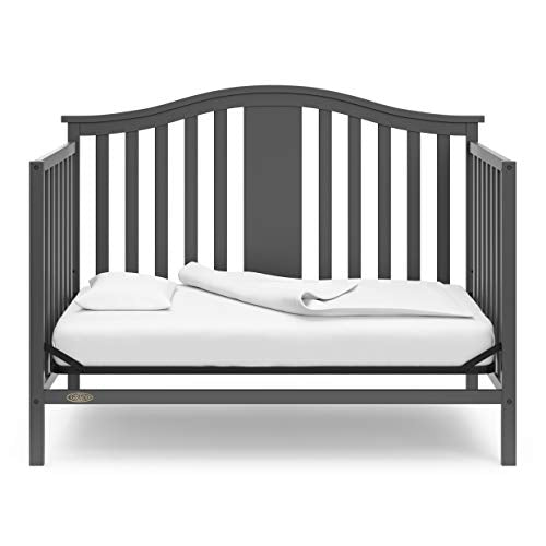 Graco Solano 5-in-1 Convertible Crib (Gray) – Converts from Baby Crib to Toddler Bed, Daybed and Full-Size Bed, Fits Standard Full-Size Crib Mattress, Adjustable Mattress Support Base